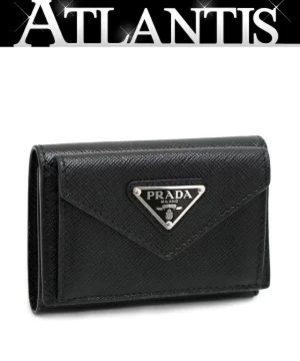 Prada compact trifold wallet Saffiano leather black